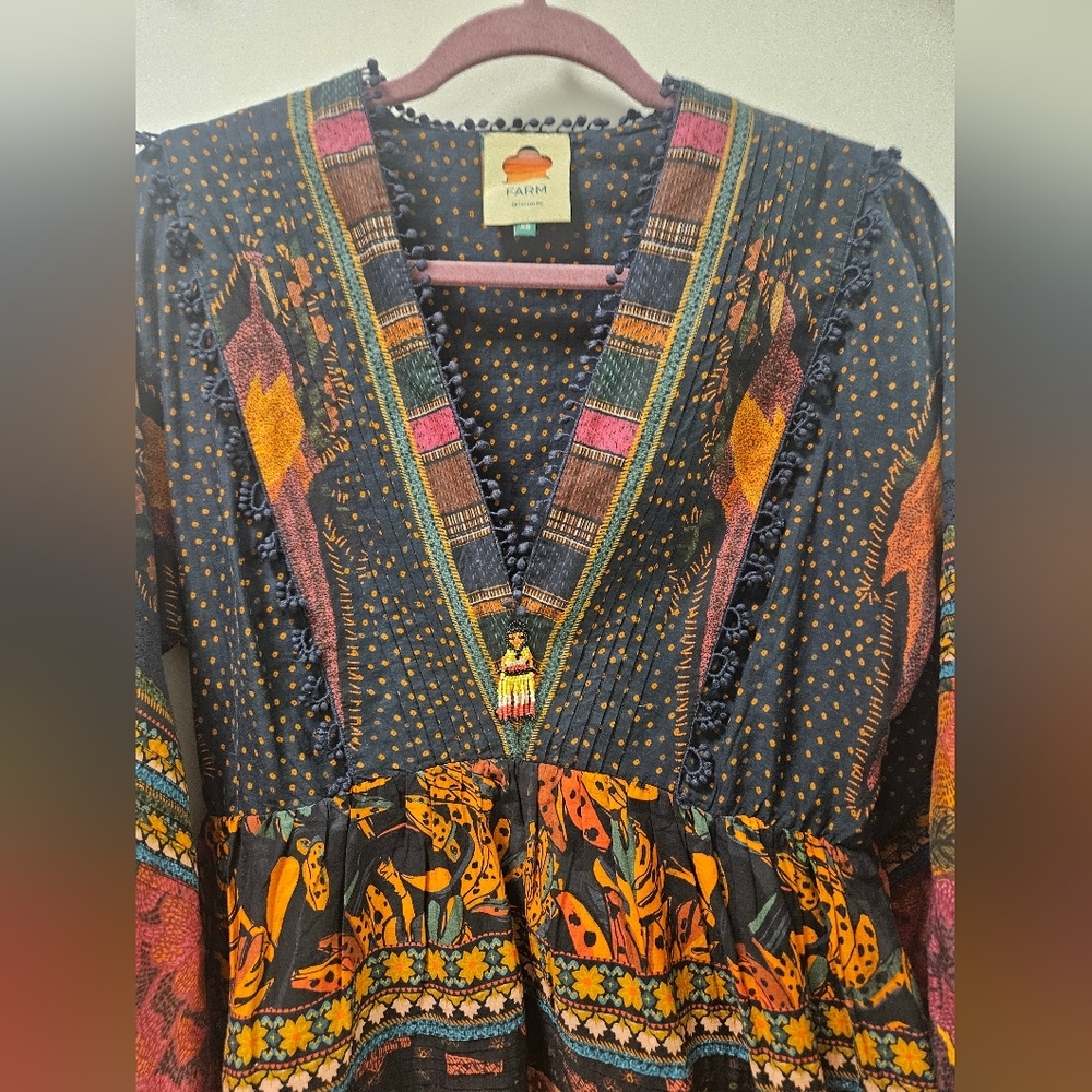 Farm Rio Mixed Patchwork Boho Minidress Size XS - Picture 7 of 16